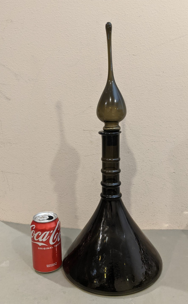 Vintage 21&Prime; MCM 1960s Italy Empoli Smoke Gray Genie Decanter Bottle – RARE