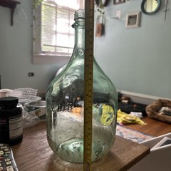 Vintage Demijohn Glass Bottle Vase Aqua/Green Glass Jug 12.5”