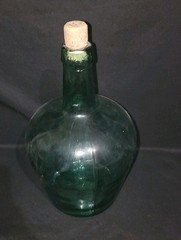 Vintage French Viresa Bottle Demijohn Wine Jug Spain 12&Prime; Green Glass