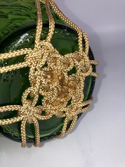 Macrame Wrapped Glass Wine Bottle Green Grapes Textured Gorgeous Half Gallon