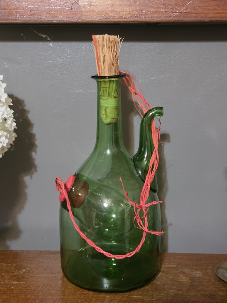 Vintage Green Glass Wine Bottle Decatur With Ice Chamber