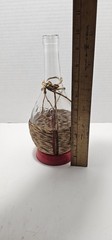 TIPO Glass Wine Bottle Wicker Straw Raffia W/red Plastic Base