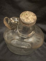 Vintage Owens Illinois Glass Wine Jug Strap Cap PA Seal Grapes Half Gal