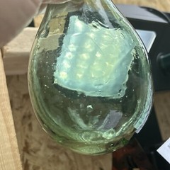 Antique Vintage Hand Blown Wine Bottle Torpedo Round Bottom Green Glass 8.5”