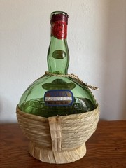 Vtg 1977 Bolla Valpolicella 1L Green Glass Wine Bottle Wicker/Raffia Wrapped