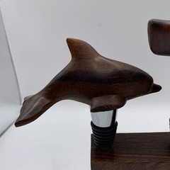 Hand Carved Wine Bottle Stopper SET Of 4 Dolphin Starfish Whale Tail Handcrafted