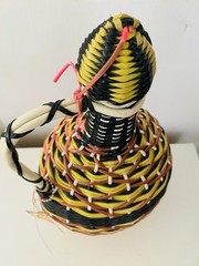 MCM Viresa Plastic Scoubidou Woven Wicker Demijohn Wine Bottle with Handle