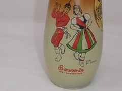 VINTAGE MADEIRA PORTUGAL PAR DE DANCA SOUVENIR ROSE WINE GLASS BOTTLE DECOR