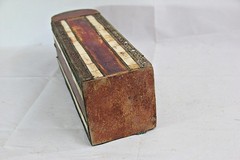Bone Inlay Wine Bottle Box: Handcrafted Brass & Wood Vintage Decor