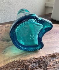 Rheinhessen Riesling Cat Bottle Teal Blue Green Figural Glass Germany Vintage