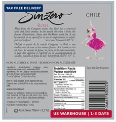 SINZERO – Non-Alcoholic Rosé Wine – 25.4 fl oz Bottle – De-alcoholized under 0.5