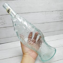 Vintage 13 1/4” Fish Shaped Clear Glass Wine Empty Bottle