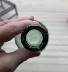 Vintage Hand Blown Aqua-Green Glass Round Bottom Wine Bottle