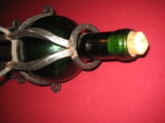CHATEAU FOMBRAUGE SAINT EMILION 1970 EMPTY BOTTLE CAST IRON STAND GALLON? 24&Prime; L