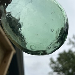 Antique Vintage Hand Blown Wine Bottle Torpedo Round Bottom Green Glass 8.5”