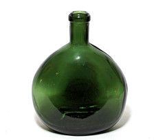 Vintage Glass Wine Bottles Brown Amber Flask & Green Mateus Set 2