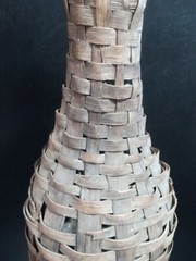 Vintage Large Wicker Wrapped Glass 24” Green Wine Bottle lamp Parts Repair