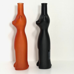 Mosel-Riesling Cat Glass Wine Bottles Orange Frosted & Black Opaque Empty 13&Prime;