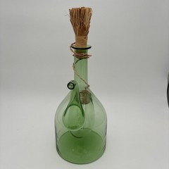 Vintage Wine Decanter Italian Demijohn Green Glass w/ Plugs and Ice Chamber