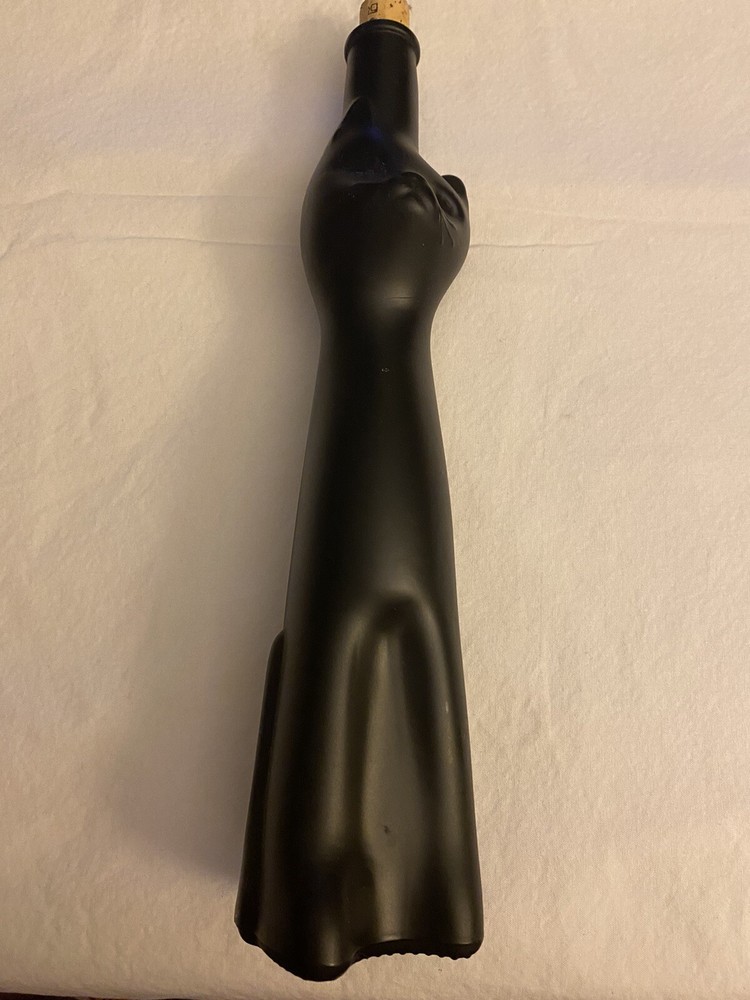 Mosel Black Happy Cat Riesling Wine Bottle Empty 13” Vase Halloween Decor