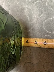 Vintage 1940s Green Wine Half Gallon Bottle 10” Tall, Glass Embossed Grape Vines