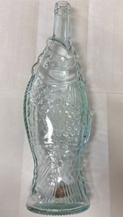 Vintage Italian Aqua Glass Fish Shaped Bottle Decanter Antinori 1970&rsquo;s 13.5 inch