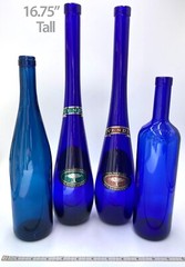 4 Cobalt Blue Glass Wine Bottles: Vendi 16.75&Prime;, Giovello and Unique blue colored