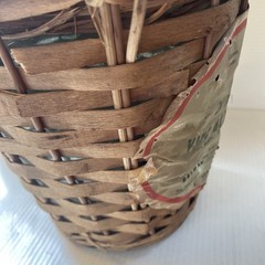 Vtg Wicker Wrapped Demijohn Dalmau Tarragona Green Glass Wine Bottle 13”h x 8.5”