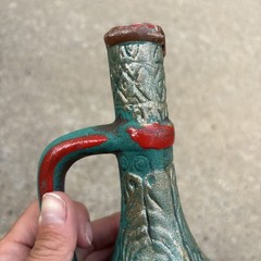 Vintage Medea Ceramic Turquoise Wine Bottle Decanter Jug Boho MCM Table Decor