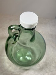 Vintage Green Glass Jug 4 Liters/1 Gallon w/Handle & Lid