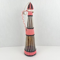 Vintage Spanish Barware Plastic Wicker Wrapped Wine Bottle 15” Decanter