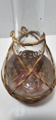 TIPO Glass Wine Bottle Wicker Straw Raffia W/red Plastic Base