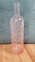 VTG Pink Tinted Glass Wine Empty Bottle Made in Italy Ornate Novelty Rare Find
