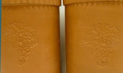 Lot of 2 Terra Cotta Wine & Champagne Cooler 9.5&Prime; x 5&Prime; Vase Grape Bunch Design