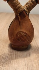 Vintage leather bottle for wine or spirits. Italy. 1980s