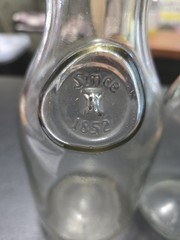 Vintage Paul Masson 2 Glass Carafes Embossed Since 1952 Size 9-10&Prime;