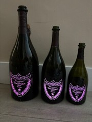 3 Emoty Dom Perignon Rose Champagne Bottle 3 Different Size 3lt , 15lt , 750 ML