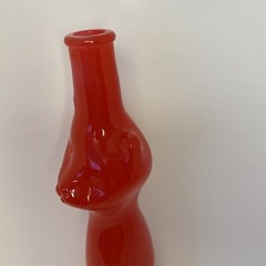 2017 HAPPY CAT FIGURAL RIESLING WINE BOTTLE RED KITTY KITTEN VASE EMPTY 13&Prime;