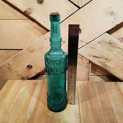 Teal Blue 13&Prime; Decorative Bottle w Cork Rope & Loop Wine/Oil/Syrup – Swanky Barn