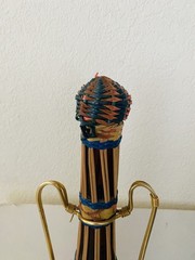 MCM Viresa Plastic Scoubidou Woven Wicker Demijohn Wine Bottle with Handle