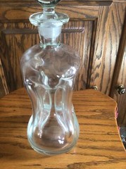 Vintage Clear Glass Pinch Decanter Bottle Wine Blown Polished Pontil 12”