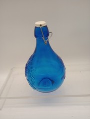 Nice Vtg Casadis Milano Cobalt Blue « Jus de Fruits » Glass Wine Jug Italy Look