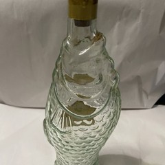 VINTAGE 13”FISH Sculptured Shaped Light Green Glass Wine Bottle Empty Pescevino