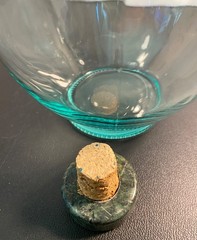 Vintage Glass Italian Chianti Wine Bottle, Demijohn Shaped, Cork Made to Fit
