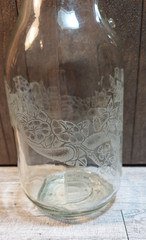 Vintage 1990 Floral Etched Norman Kosarin Carafe Paul Masson Vineyards Daffodil