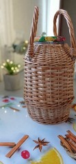 Wicker Demijohn Bottle Glass 101 fl oz, Picnic Wine, Juice Bottle Decorative