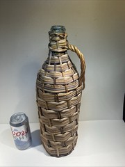 Vintage Hand Wicker Wine Bottle Woven Wine Jug Straw Wrapped Rustic Decor