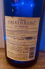 2013 Cobalt Blue 19” German Glass Johann Falkenburg Riesling Wine Bottle Light