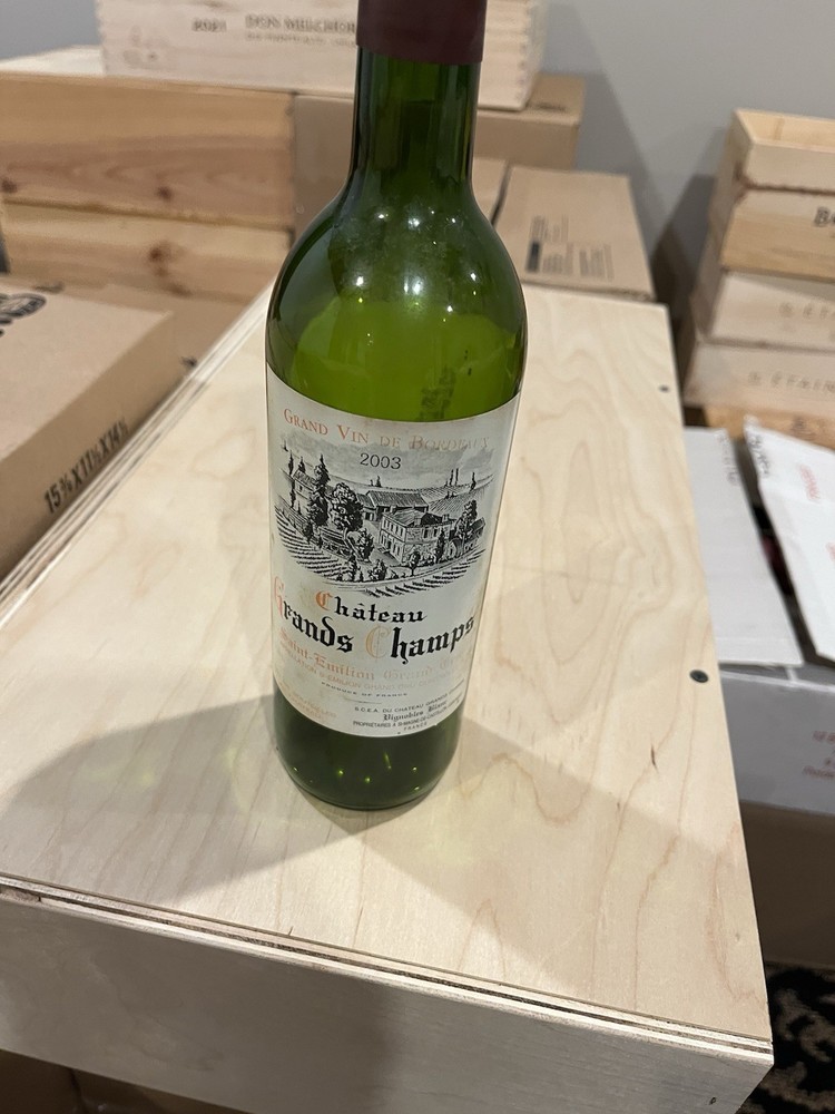 Dummy Bottle Chateau Grand Champ 2003 Vintage Wine Bottle, empty