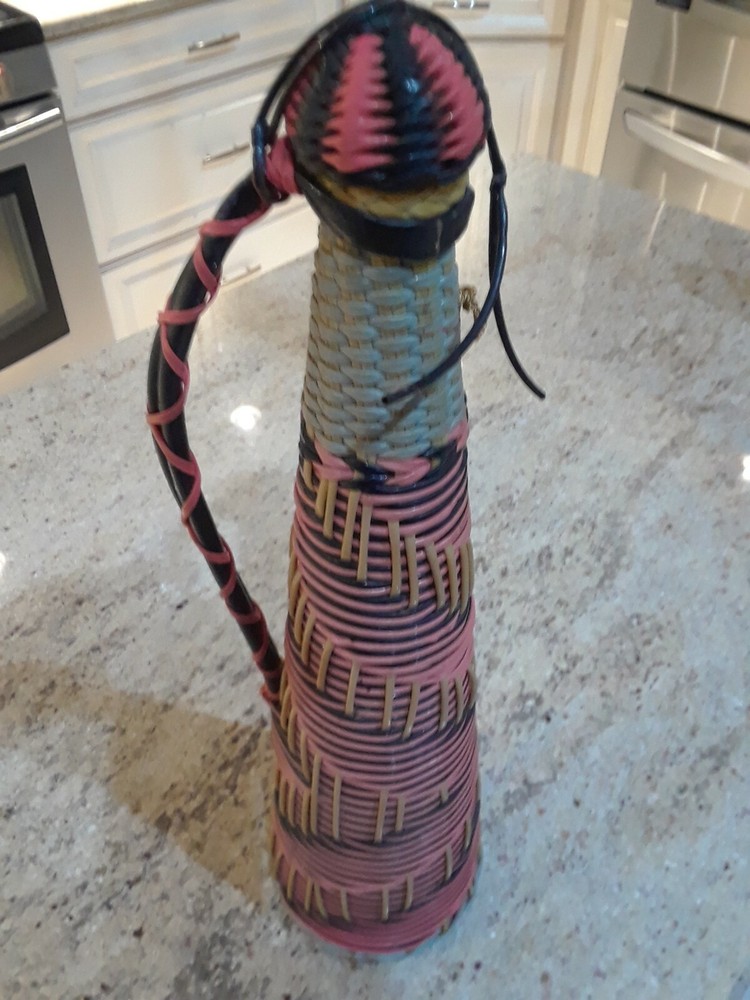 Vintage Plastic Wicker Wrapped Viresa Wine Bottle